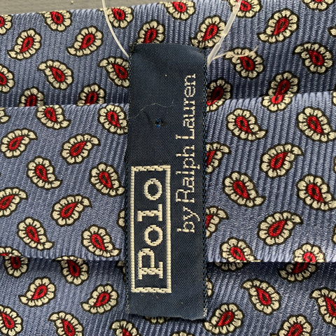POLO by RALPH LAUREN Blue White Red Paisley Silk Tie