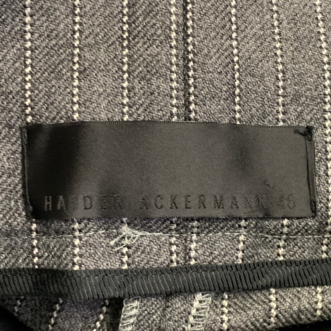 HAIDER ACKERMANN Size 32 Grey White Stripe Wool High Waisted Casual Pants