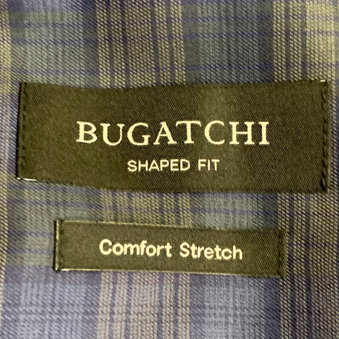 BUGATCHI Size XL Blue Grey Plaid Cotton Blend Long Sleeve Shirt