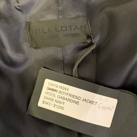 NILI LOTAN Size L Navy Wool Notch Lapel Jacket
