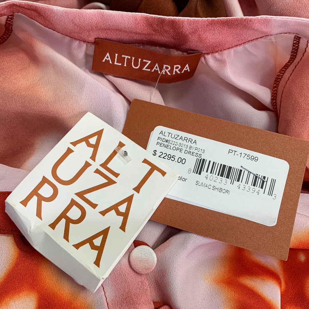 ALTUZARRA Size 2 Penelope Orange Brown Tie Dye Sleeveless Asymmetrical Hem Dress