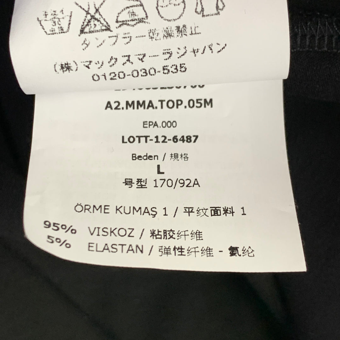 MAX MARA Size L Black Viscose Blend Mock Neck Pullover