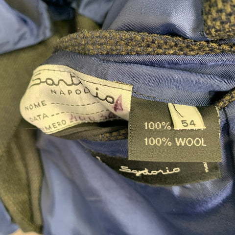 SARTORIO Size 44 Green Grey Woven Wool Notch Lapel Sport Coat