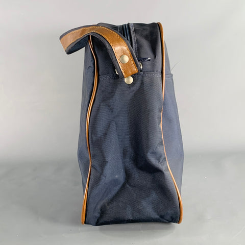 Sac bandoulière en nylon VINTAGE Japan Air Lines bleu marine marron avec logo blanc