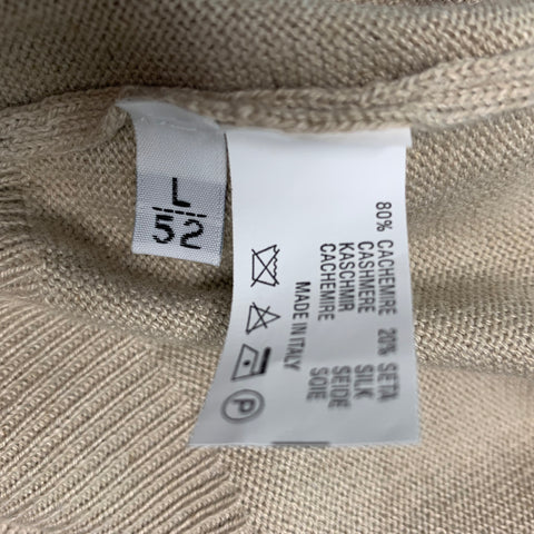KITON Size L Beige Cashmere Silk V-Neck Pullover
