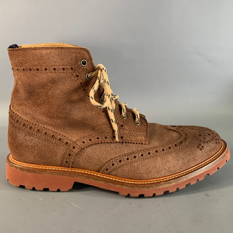 BRUNELLO CUCINELLI Size 10 Brown Wingtip Leather Boots