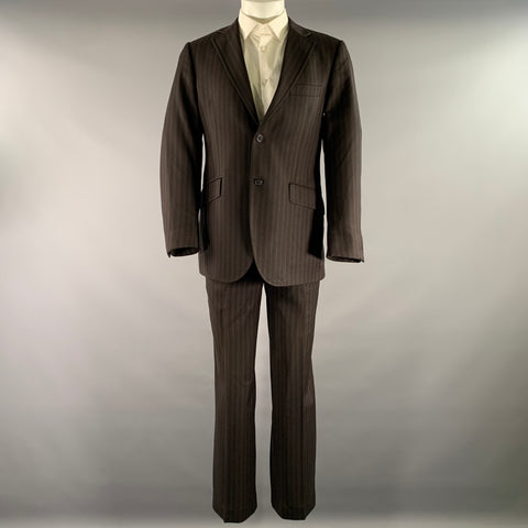 TED BAKER Chest Size 40 Black Multi Color Pinstripe Wool Notch Lapel 32 31 Suit