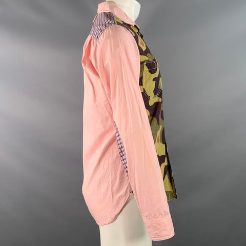 JUNYA WATANABE Size S Pink Multi Color Camo Plaid Two Pockets Long Sleeve Shirt