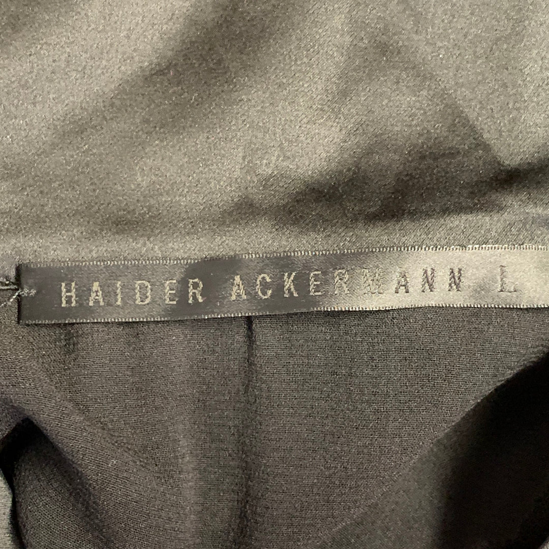 HAIDER ACKERMANN Size L Black Silk Short Sleeve Shirt Jacket
