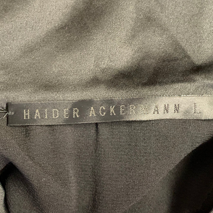 HAIDER ACKERMANN Size L Black Silk Short Sleeve Shirt Jacket