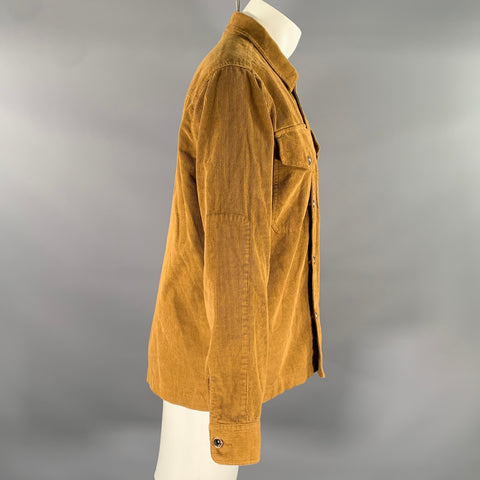 ROWAN Size M Tan Corduroy Cotton Metal Buttons Long Sleeve Shirt