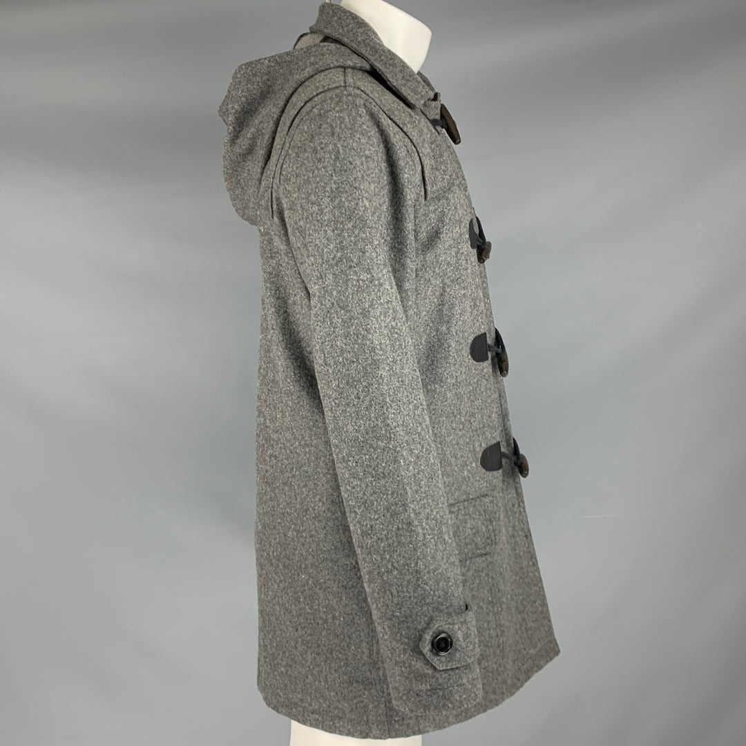 JACK LONDON Size 40 Grey Wool Blend Toggle Hooded Coat