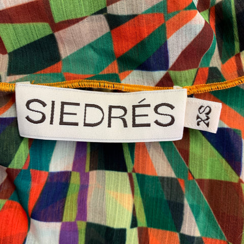 SIEDRES Size XS Multi Color Polyester Geometric Open Front Cardigan