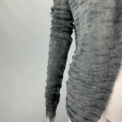 AVANTTOI Cárdigan frontal abierto texturizado de lino gris talla M