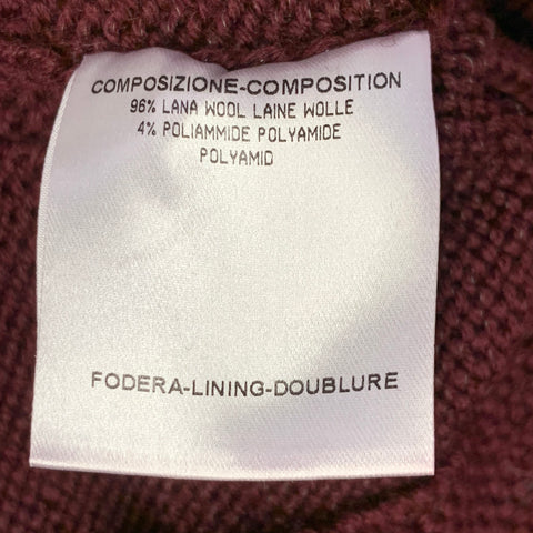 GUCCI Vintage Size S Burgundy Wool Blend Knit Puff Shoulder Tie Cardigan