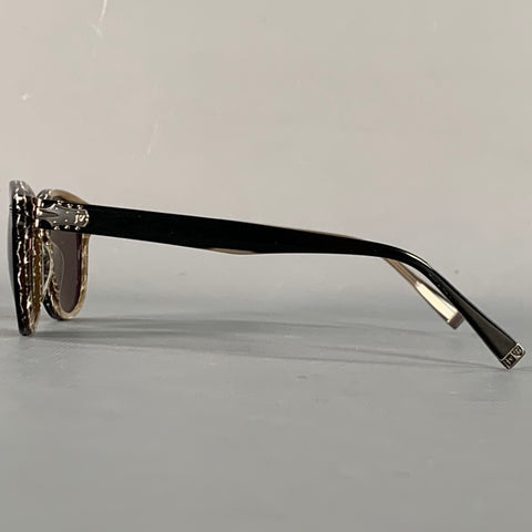 JOHN VARVATOS Black Beige Acetate Full Frame Square Sunglasses