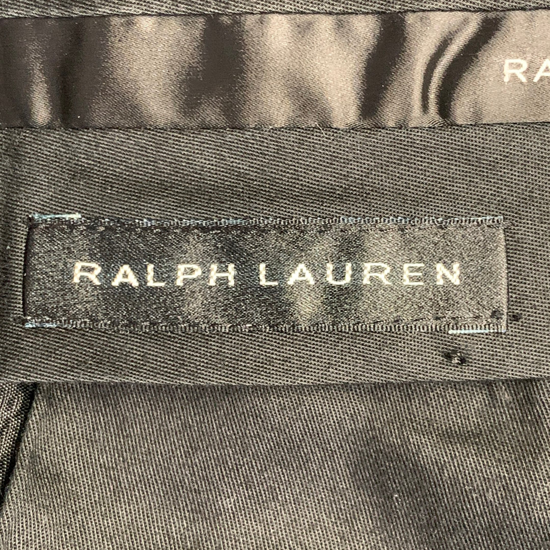 RALPH LAUREN Size 38 Regular Black Pinstripe Wool Double Breasted Peak Lapel Suit