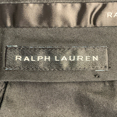 RALPH LAUREN Size 38 Regular Black Pinstripe Wool Double Breasted Peak Lapel Suit