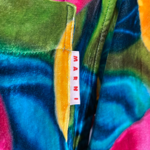MARNI Size XS Multi Color Roses Print Viscose Silk Velvet Long Sleeve Shirt