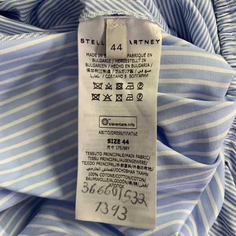 STELLA McCARTNEY Size 8 Blue White Cotton Stripe Belted Shirt Dress