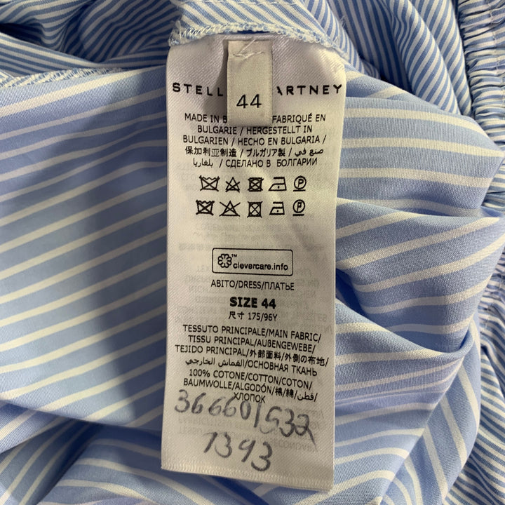 STELLA McCARTNEY Size 8 Blue White Cotton Stripe Belted Shirt Dress