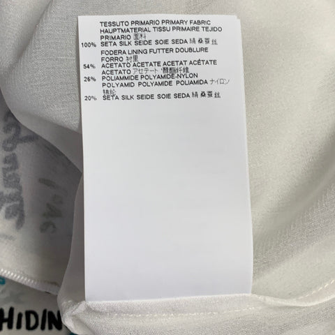 MAISON MARGIELA Size 2 White Multi Color Silk Graffiti Midi Box Dress