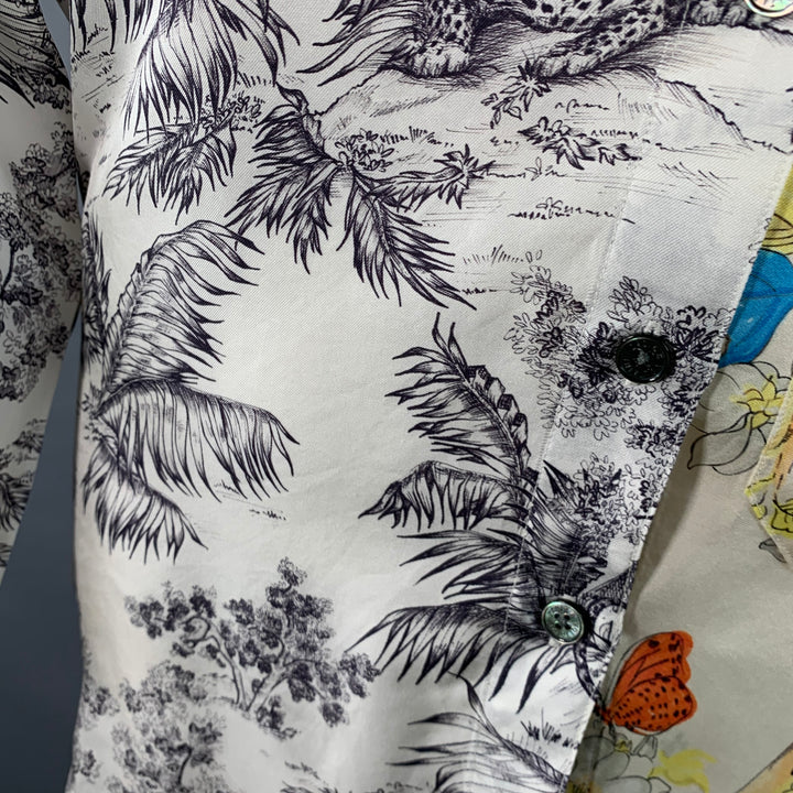 ZADIG & VOLTAIRE Size M Multi Color Silk Leopards Butterflies Print Button Up Shirt