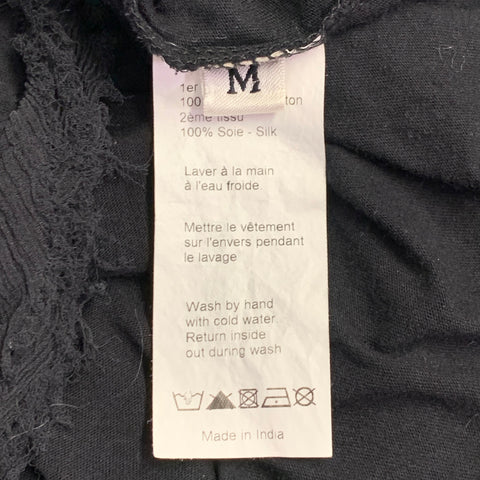 T-shirt LANVIN taille M en coton et soie noirs à bords francs