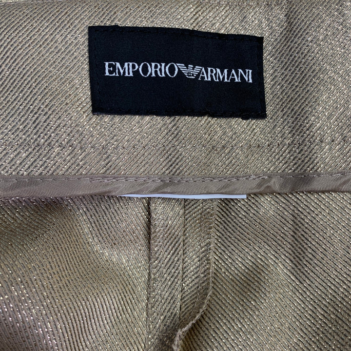EMPORIO ARMANI Size M Gold Metallic Notch Lapel Pantsuit