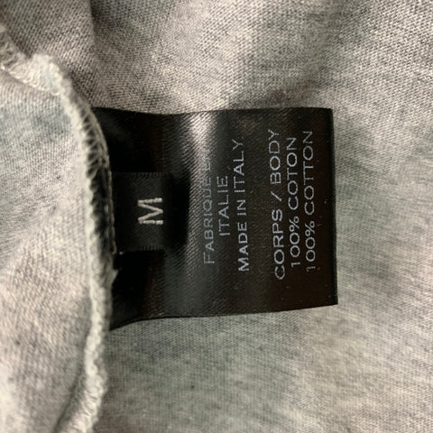 BALMAIN Talla M Camiseta gris lisa de algodón con cuello redondo