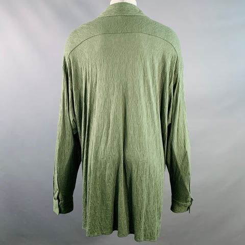 ACNE STUDIOS Size M Olive Textured Cotton Blend Oversized Long Sleeve Shirt