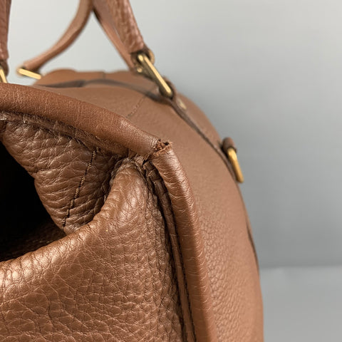 BURBERRY by Christopher Bailey Brown Textured Pebble Grain Leather Messenger Bag