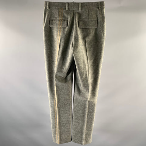 MAISON MARGIELA Size 10 Grey Heathered Wool Deconstructed Dress Pants