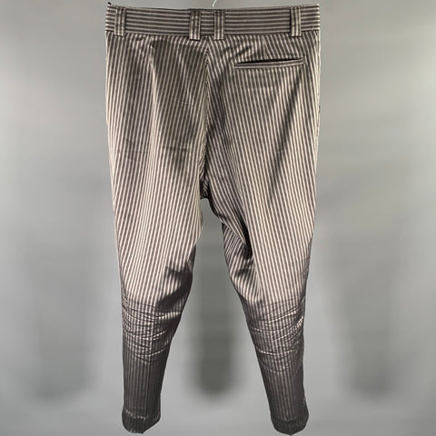 HAIDER ACKERMANN Size 33 Silver Black Tandem Stripe Silk Tapered Dress Pants