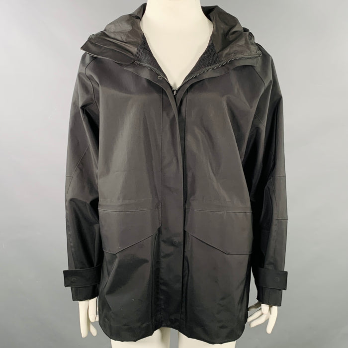 ARMANI COLLEZIONI Size 10 Black Nylon Blend Hooded Jacket