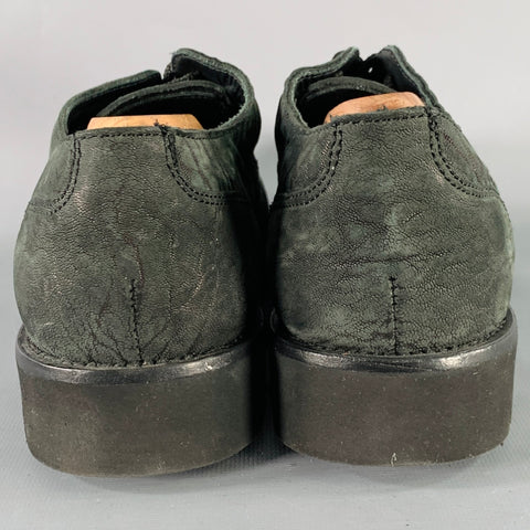 EMPORIO ARMANI Size 6 Green Grey Textured Suede Tread Sole Lace-Up Shoes