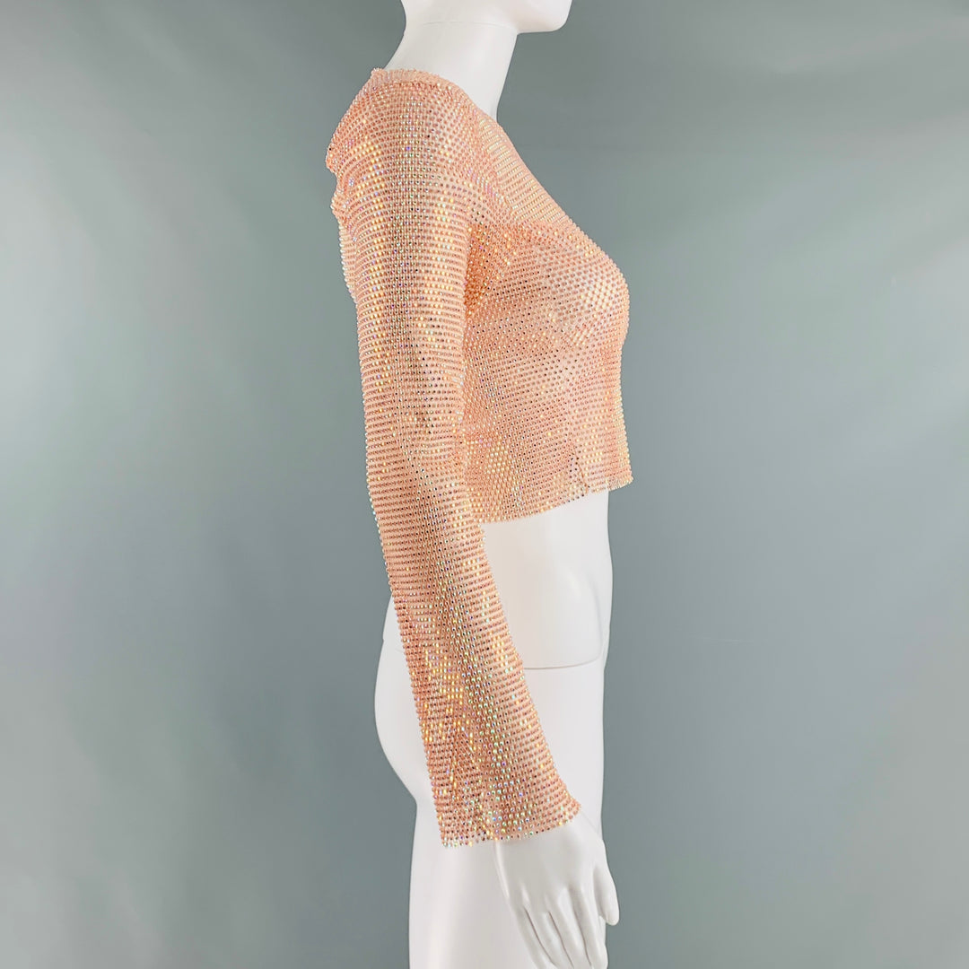 SANTA Size XS Orange Polyester Studded Cropped Dress Top