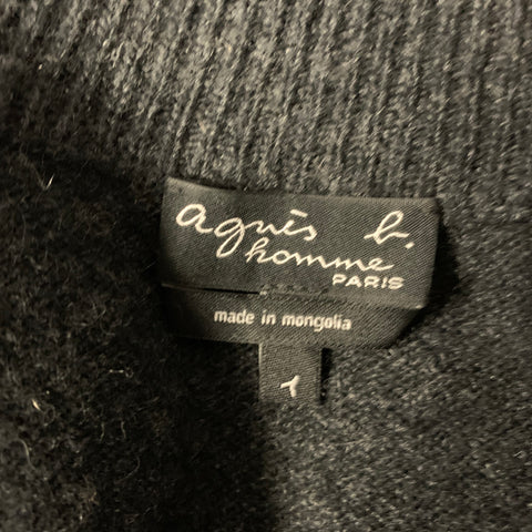 AGNÈS B. Size S Dark Grey Cashmere Zip Up Sweater