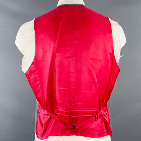 Ensemble Costume et Gilet ASTOR & BLACK Taille 44 Rayures Grises et Brunes, Simple Boutonnage