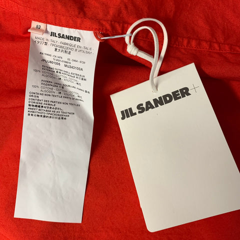JIL SANDER Size L Red Cotton Camp Short Sleeve Shirt