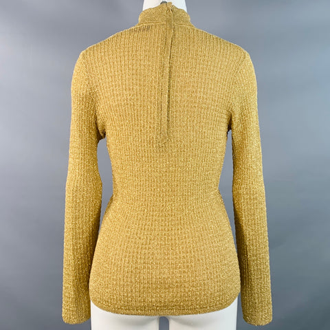 NICOLE Vintage Size M Gold Metallic Polyester Blend Knit Turtleneck Sweater