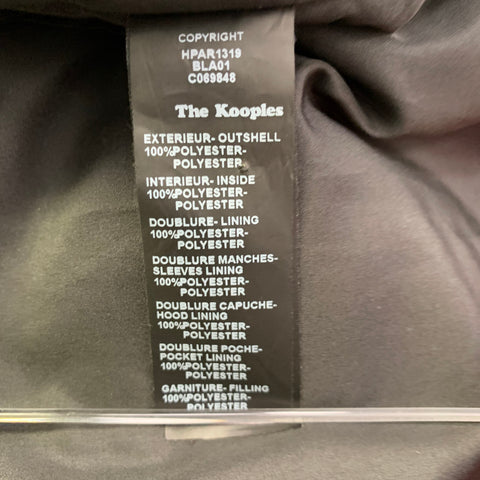 THE KOOPLES Size XL Black Polyester Leather Trim Hooded Coat