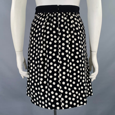 AKRIS Size 12 Black White Polka Dot Short Skirt