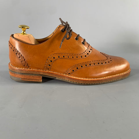 MARC JACOBS Size 8 Brown Window Pane Leather Wingtip Lace Up Shoes