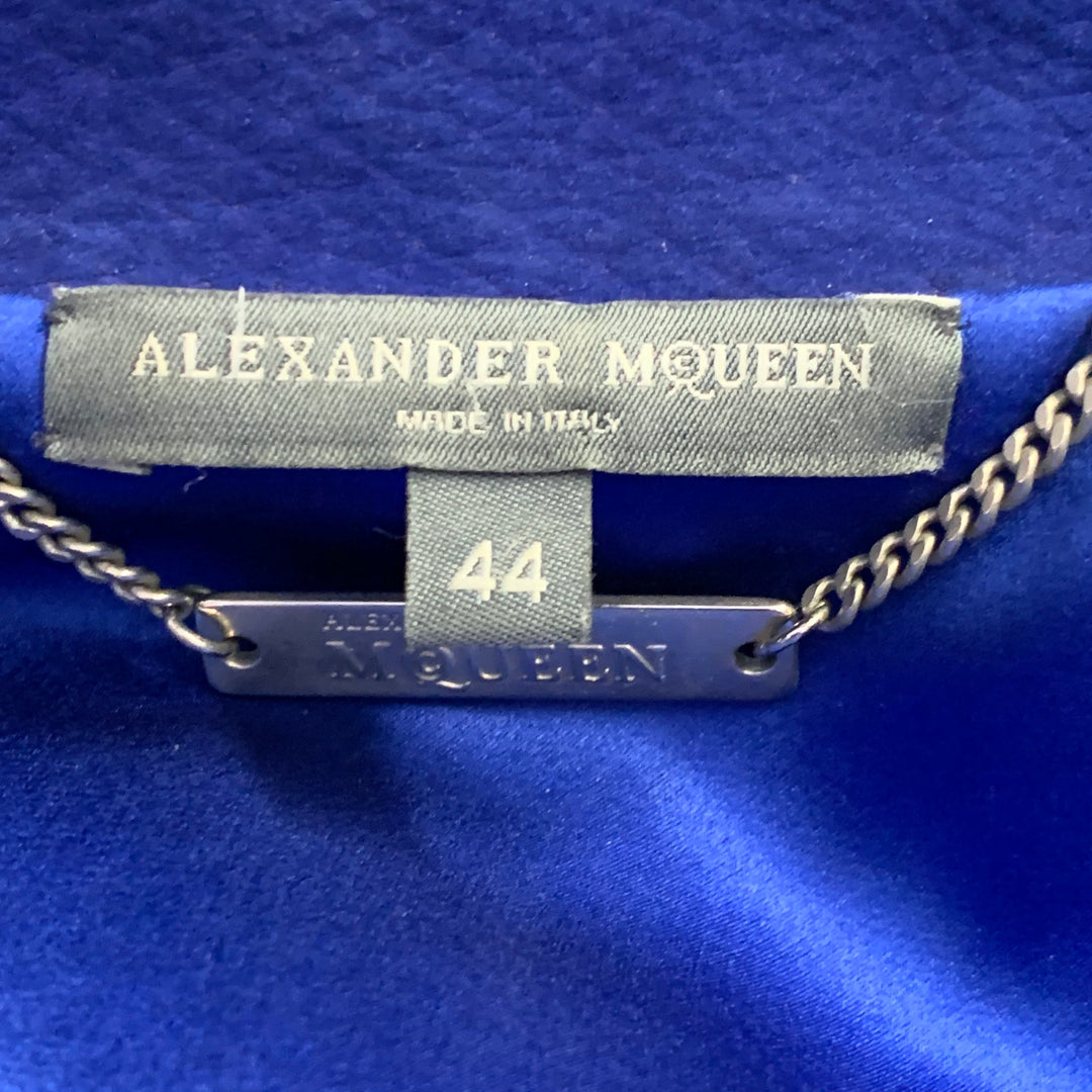 ALEXANDER MCQUEEN Size 34 Royal Blue Leather Motorcycle Jacket
