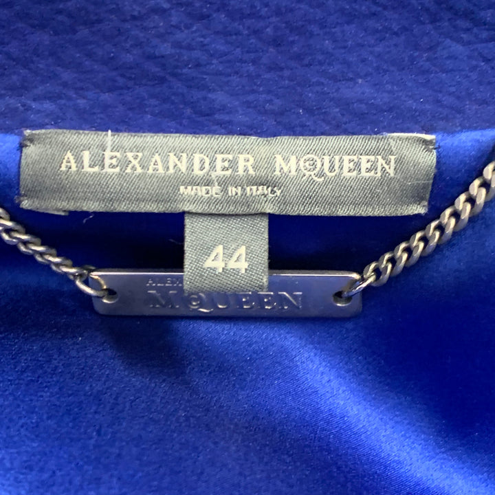 ALEXANDER MCQUEEN Size 34 Royal Blue Leather Motorcycle Jacket