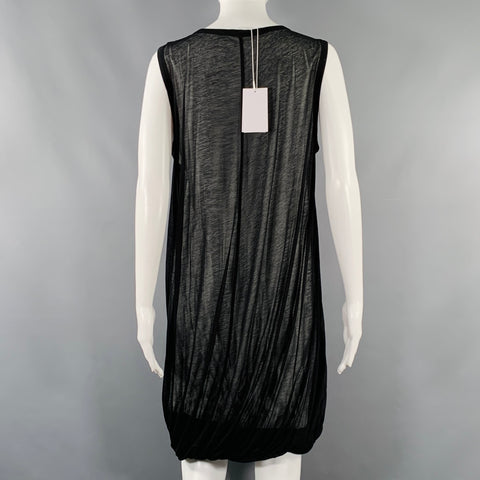 HELMUT LANG Robe à Ourlet Bouffant Superposé Coton Noir Blanc Taille M