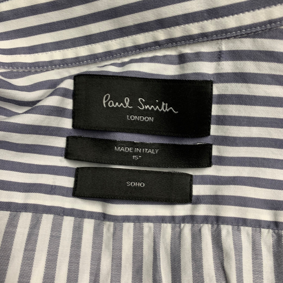 PAUL SMITH Size S White Grey Stripe Cotton Patch Pocket Long Sleeve Shirt