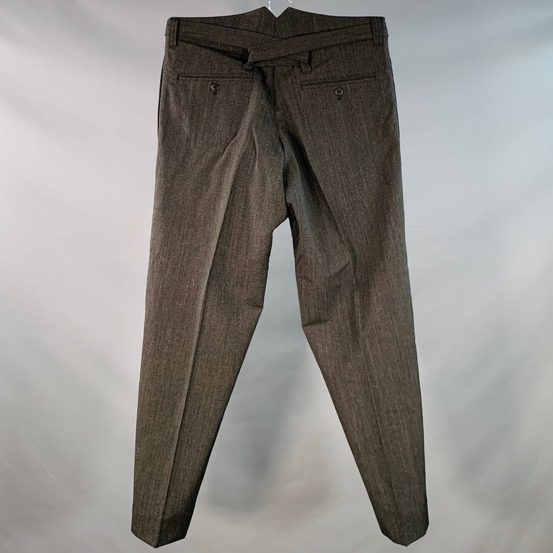 VISVIM Size L Hakama Charcoal Wool Linen High Waisted Pleated Belted Dress Pants