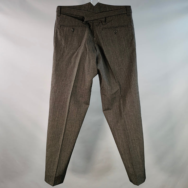 VISVIM Size L Hakama Charcoal Wool Linen High Waisted Pleated Belted Dress Pants